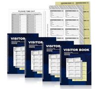 5 Pack Carbonless Confidential Visitor Sign in Book A4 GDPR Compliant with 100 Duplicate Perforated 90 X 60 MM Badge Inserts Visitor Management Hidden Name Sign in Sheets for School Reception