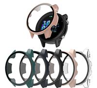 [5-Pack] Case with Tempered Glass Screen Protector Compatible with Garmin Forerunner 955/955 Solar, Ultra-Thin Bumper Full Coverage Protective Hard PC Cases Face Cover for Men Women