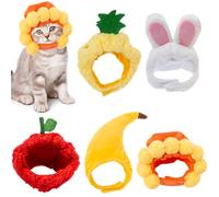 5 Pack Cat Hats with Ear Holes Soft Plush Bunny Hats for Cats Adjustable Funny Kitten Costume Gift Fruit Shaped for Birthday Party Halloween Christmas Easter Photo Prop