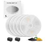 5 Pack Cat Water Fountain Filters, Compatible with 2.0 & 3.0 & 5.0 Solo Intelligent Cat Pet Water Fountain, Four-Layer Filtration Water Filters, 5pcs Activated Carbon Filter and 2pcs Foam Sponge
