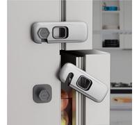 5 Pack Child Proof fridge lock, Baby Proofing Cabinet Locks, Refrigerator Lock and Child Safety Cabinet Lock, for Fridge, Drawers, Oven, Cupboard- Adhesive Installation, No Tools Required (Grey)