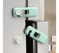 5 Pack Child Proof Refrigerator Lock, QYESWHSR Fridge Locks for Kids with Sticky Adhesive Pads, Child Safety Locks for Doors, RV Refrigerator, Oven Lock Child Safety Baby Cabinet Locks - Green Updated