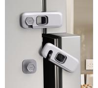 5 Pack Child Proof Refrigerator Lock, QYESWHSR Fridge Locks for Kids with Sticky Adhesive Pads, Child Safety Locks for Doors, RV Refrigerator, Oven Lock Child Safety Baby Cabinet Locks - Grey Updated