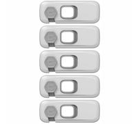 5 Pack Child Safety Cabinet Locks, Adhesive Drawer & Refrigerator Latches, No Drill Installation, Pinch Proof Design for Baby Proofing Home (Light Gray, ABS)