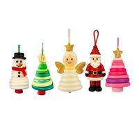 5-Pack Christmas Button Ornament Making Set DIY Button Christmas Ornament Kit Make Your Own Buttons Santa Snowman Angel Tree Decorations Handmade Craft Hanging Party Home Decorations
