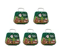 5 Pack Christmas Street Boxes with Handles, Candy Tins for Holiday Decoration, Practical Party Treat Containers, Holiday Candy Containers