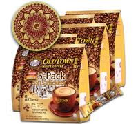(5-Pack - Classic) OLD TOWN (3 in 1) Classic White Coffee Asian Instant Coffee Coffee Lover Package with a Eco Friendly Cork Coaster Coffee Lover Whalever Package, oldtown White Coffee 75 Packets