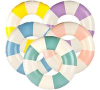 5 Pack Classic Striped Inflatable Pool Floats Inflatable Swimming Pool Ring Round Colorful Small Blow up Pool Float Tubes Beach Swimming Toys for Adult Teen Kids