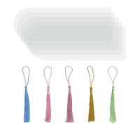 5 Pack Clear Acrylic Bookmarks Blanks, Plastic Bookmarks Bulk with Colorful Tassels for Crafts DIY Gift Tags, Price Tags (Semicircle, 5)