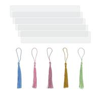 5 Pack Clear Acrylic Bookmarks Blanks, Plastic Bookmarks Bulk with Colorful Tassels for Crafts DIY Gift Tags, Price Tags (Rectangle, 5)