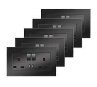 5 Pack CNBINGO Double Switched Power Socket with Two Type-C USB Ports, 20W Fast Charging, 13 Amp Electrical Wall Plug Socket