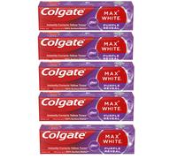 5 PACK COLGATE Max White Purple Reveal Instant Teeth Whitening Toothpaste 75ml