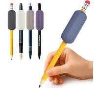 5-Pack Colorful Weighted Pencil Grips - 1oz Silicone Handwriting Aid for Kids, Elderly & Special Needs - Improves Penmanship (Black, Dark Blue, Gray, Lavender Gray, Light Blue)