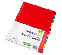 [5 Pack] Colour 10 Part Strong 230gsm Card Extra Wide Subject Dividers A4