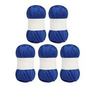 5 Pack Cotton T Shirt Yarn, 0.8 Inch Wide Elastic Fabric Crochet Cloth Knitting Yarn for Rugs, Baskets, Poufs Dark Navy Blue Soft Spaghetti Yarn, 25.2 Yards Each
