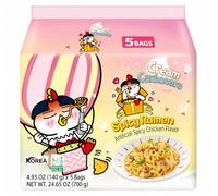 5 Pack Cream Carbonara Hot Chicken Spicy Ramen Korean Instant Noodles, Creamy Cheese Ramen, Hot Chicken Ramen, Korean Spicy Noodles, Authentic Korean Food, Halal Certified