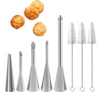 5 Pack Cream Icing Piping Nozzles with 3 Brush Long Puff Nozzles Tips Cream Filling Tubes Cupcake Filler Nozzle Puff for Filling Cookies Cakes