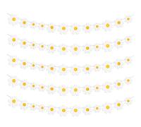 5 Pack Daisy Party Hanging Banners Hippie Party Banners Decor White Daisy Hanging Swirl Spring Flower Garland Paper Cutouts for One Two Groovy Themed Birthday Shower Home Classroom Favor Decorations