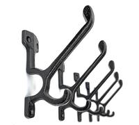 5 Pack Decorative Cast Iron Heavy Duty Double Hooks, Wall Mounted Coat Hooks, Vintage Inspired (Antique Black) (Type-7 Type)