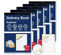 5 Pack Delivery Note Book A5 Tear-Off Duplicate Delivery Book NCR 2-Part Carbonless Paper 50 Sets per Book 148 x 210mm Integrated Cardboard Backing Board Blue