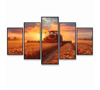 5 Pack Diamond Art Kit Adults, Wheat Field Paint by Numbers for Adults on Diamond, 5D DIY Full Drill Rhinestones Cross Stitch Kits, Tractor Canvas for Painting, Gifts for Women 5 Pack GYZH-3524