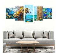 5 Pack Diamond Art Kits Adults, 5D Geometry Bee Diamond Painting Kits for Adults, DIY Round Full Drill Crystal Art Painting Crafts Kit Embroidery Cross Stitch for Home Wall Decor Gifts 100x50cm B0-474