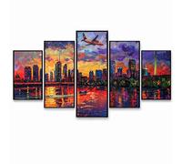 5 Pack Diamond Art Kits Adults, DIY Abstract Diamond Painting, Full Drill Coverage Rhinestone Paint by Numbers, Crystal Art Paintings Berlin Landscape for Office Home Decor (Three Sizes) PZSH-1038