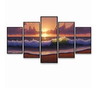 5 Pack Diamond Art Kits Adults, DIY Sea Waves Diamond Painting, Full Drill Coverage Rhinestone Paint by Numbers, Crystal Art Canvas Paintings Sea for Office Bedroom Home Decor (Three Sizes) PZSH-1239