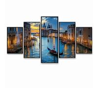 5 Pack Diamond Art Kits Adults, DIY Venice Diamond Painting, Full Drill Coverage Rhinestone Paint by Numbers, Crystal Art Canvas Paintings Sea View for Office Bedroom Home Decor (Three Sizes) PZSH1755