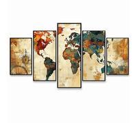 5 Pack Diamond Art Kits Adults, DIY World Map Diamond Painting, Full Drill Coverage Rhinestone Paint by Numbers, Crystal Art Canvas Paintings Abstract for Office Home Decor (Three Sizes) PZSH-2462