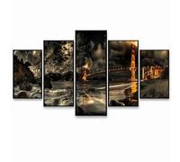 5 Pack Diamond Art Kits Adults （Three Sizes）, Golden Gate Bridge Diamond Painting, Full Drill Night View Paint by Numbers for Adults, Wall Art Gems Paintings for Bedroom Office Room Decor PZSH-702