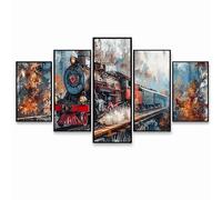 5 Pack Diamond Art Kits Adults （Three Sizes）, Train Diamond Painting, Full Drill Abstract Paint by Numbers for Adults, Wall Art Gems Paintings for Bedroom Office Room Decor Gifts for Women PZSH-1112