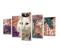 5 Pack Diamond Painting Cat Flowers Diamond Art Kits Adults, Full Drill Diamonds Art Painting By Numbers for Kids, 5D DIY Crystal Crafts for Adults Kit for Home Wall Decor Women Gifts 50x30cm q-580