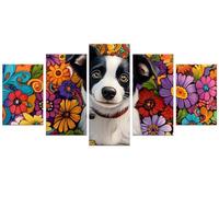 5 Pack Diamond Painting dog Cartoon Diamond Art Kits Adults, 5D DIY Cross Stitch Kits for Adults, Round Full Drill Diamonds Painting Gem Art for Home Wall Decorations Gifts for Women 109x54in 0b-101