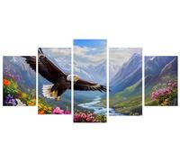 5 Pack Diamond Painting Eagle Valley Diamond Art Kits Adults,Full Drill Diamonds Art Painting By Numbers for Kids,5D DIY Crystal Crafts Kit for Christmas Decorations Bedroom Wall Decor 90x150cm Y-963