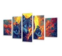 5 Pack Diamond Painting Moon Wolf Diamond Art Kits Adults, Full Drill Diamonds Art Painting By Numbers for Kids, 5D DIY Crystal Crafts for Adults Kit for Home Wall Decor Women Gifts 50x30cm q-626