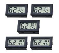 5 Pack Digital Hygrometer Thermometer, Temperature Humidity Meter Gauge Mini Hydrometer Meter Accurate Indoor Room Small Digital Hygrometer For Babyroom Cellar Reptile Incubator Greenhouse (Black)