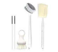 5 Pack Dish Brush Set, Include Dish Scrub Brush with scraper head,Bottle Brush, Pan Brush and 2 Straw Brushes for Kitchen Sink Dishes Bottle Cup Pot