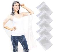 5 Pack Disposable Rain Poncho, One Size Waterproof Clear Raincoat with Hood Snap Closure Ponchos Family Pack, Long Sleeves Plastic Rain Poncho for Festivals, Outdoors, Women, Men