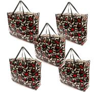 5 PACK Dog Print Design 75x60x25cm Heavy Duty Laundry Bags X-Large With Zip Durable Reusable Foldable Waterproof Strong Clothing Wardrobe Storage Moving House Shopping Toy Decorations Bags