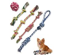5 Pack Dog Rope Toy Puppy Teething Toys for Small Dogs Cotton Pet Chew Toy | 0-6 months/self-play/interactive/teeth cleaning/durable knot/fetch/Tug of War/Indoor/Outdoor/Boredom/ball/keep them busy