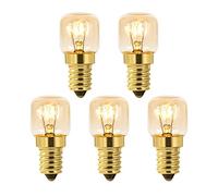 5 Pack E14 Oven Light Bulbs Dimmable, Warm White 2700K, Heat Resistant up to 300°C, 160LM, Pygmy Light Bulb, E14 Small Edison Screw, for Ovens, Microwave, Fridge, Himalayan Salt Lamp Light Bulbs