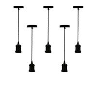 5 Pack E27 Pendant Light Fitting Black Metal Vintage Hanging Lamp Holder