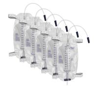 5 Pack Easy-Tap Leg Bag with Anti-Reflux Valve, 1000ml Catheter Bags with 2 Cloth Straps, Disposable Urine Leg Bag for Home Care Easy Flip Drain