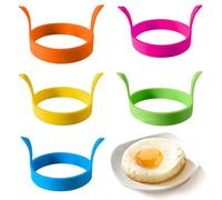 5-Pack Egg Rings for Frying,Fried Egg Ring,Silicone Egg Rings for Frying,Fried Egg Mould,Food Grade Material,with Anti-Scalding Handle,Suitable for Family Breakfast,Party (5 Colors)