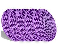 5 Pack Extra Thick Silicone Pot Coaster Trivet Mats,Pot Holder/Hot Pads,Non Slip Durable Flexible Table Mats Round Honeycome Multipurpose Kitchen Heat Resistant Mat (Purple)