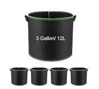 5 Pack Fabric Grow Bags Set, Heavy Duty Thickened NonWoven Planters Pots with Handles, Garden Plant Bags for Potatoes, Carrots, Tomatoes and Other Vegetables, for Indoor & Outdoor (3 Gallon/ 12L)