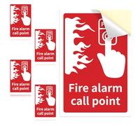 5-Pack Fire Alarm Call Point Signs, Self-Adhesive Vinyl Fire Alarm Stickers, 15x10cm Weatherproof Action Signage for Indoor Outdoor, Red