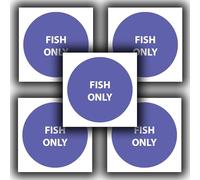 5 Pack - Fish Only Food Allergen Stickers - Colour Coded Kitchen Labels - Restaurant Catering Decals - 100mm x 100mm