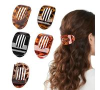 5 Pack Flat Hair Clips for Women, Leopard Print Strong Hold Hair Claw Clips for Thick & Thin Hair, Curved Design Hair Clips for Women and Girls Hair Accessories